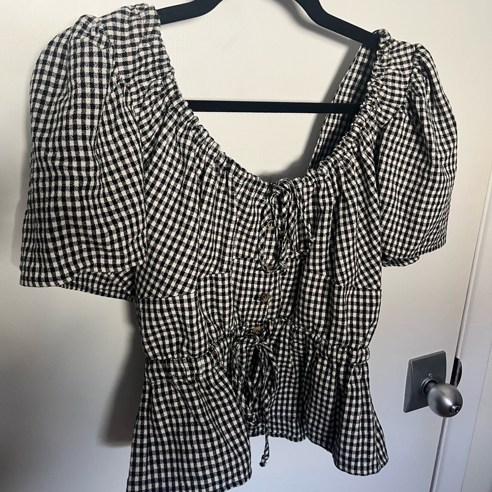 Ciao Lucia Ezio Black Gingham Top
